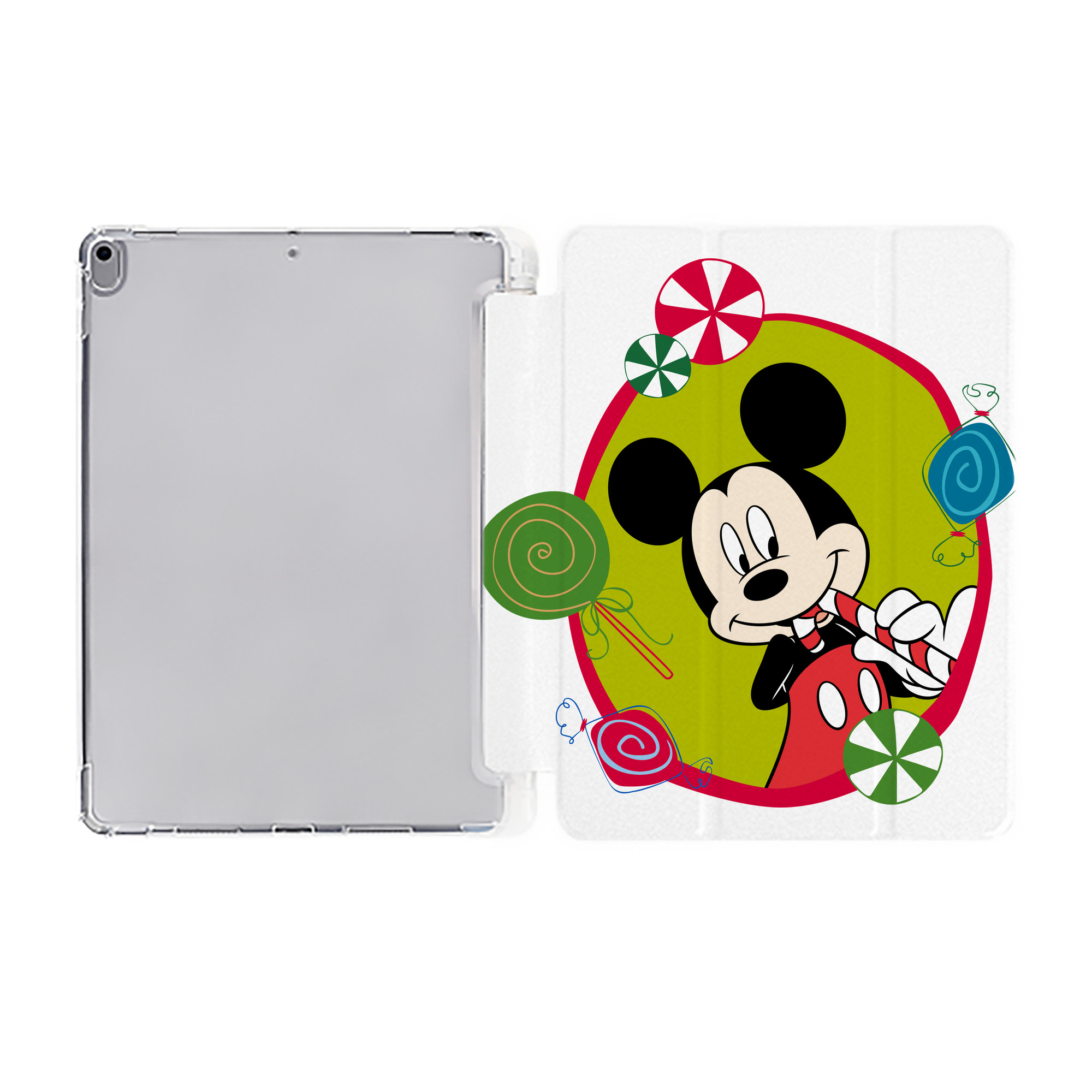 （画像用） ミッキーマウス Mickey Mouse IPad ケース ペン収納付き 三つ折りスタンド PUレザー×シリコン 対応機種9.5/10.5/10.9インチ